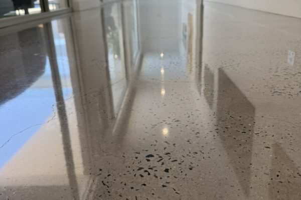 Polished concrete flooring with a smooth, high-gloss finish Adelaide